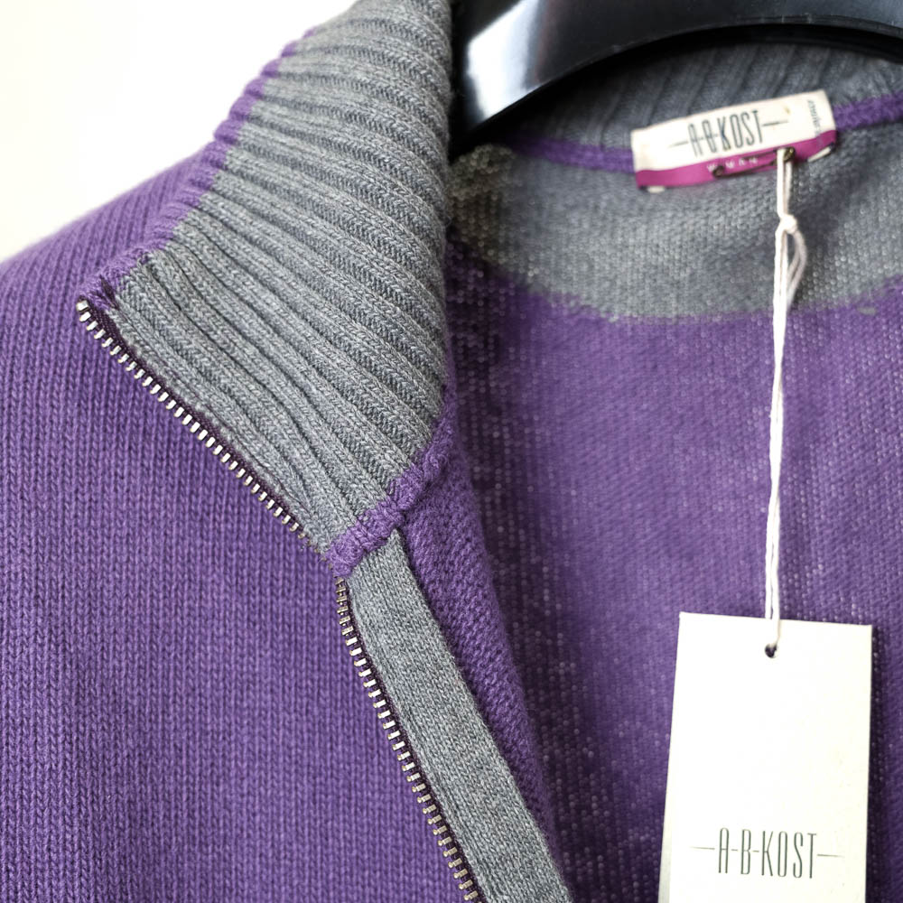 A-B-Kost cardigan con zip in misto lana vergine con strass e toppe - immagine 3