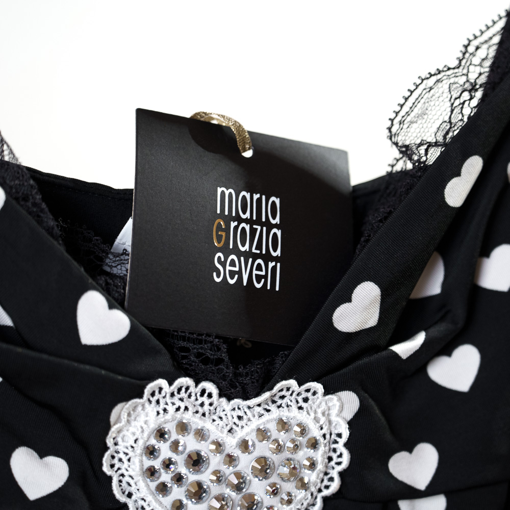 Maria Grazia Severi Top con motivo a cuori e decoro centrale - immagine 4