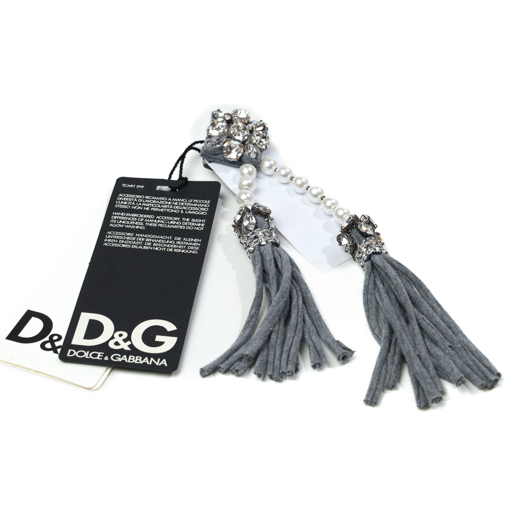 D&G Dolce & Gabbana Spilla in stile barocco con nappe, cristalli e perle - immagine 2
