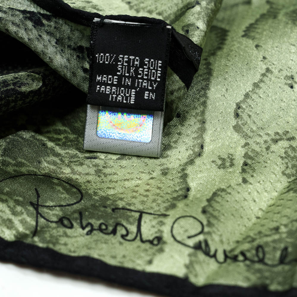Roberto Cavalli sciarpa in pura seta con motivo pitonato verde - immagine 3