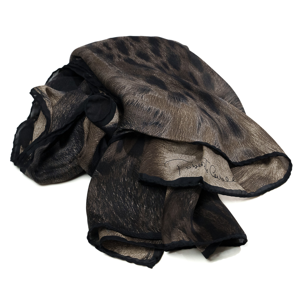 Roberto Cavalli stola in seta con stampa maculata dark - immagine 3