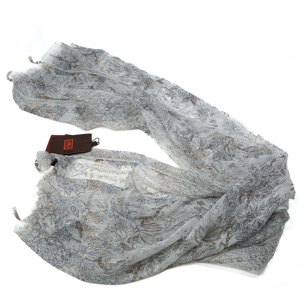 ETRO Sciarpa in seta e lurex fantasia paisley ghiaccio - immagine 2