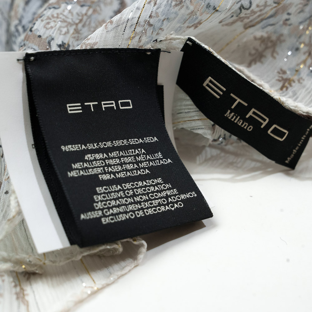ETRO Sciarpa in seta e lurex fantasia paisley ghiaccio - immagine 3