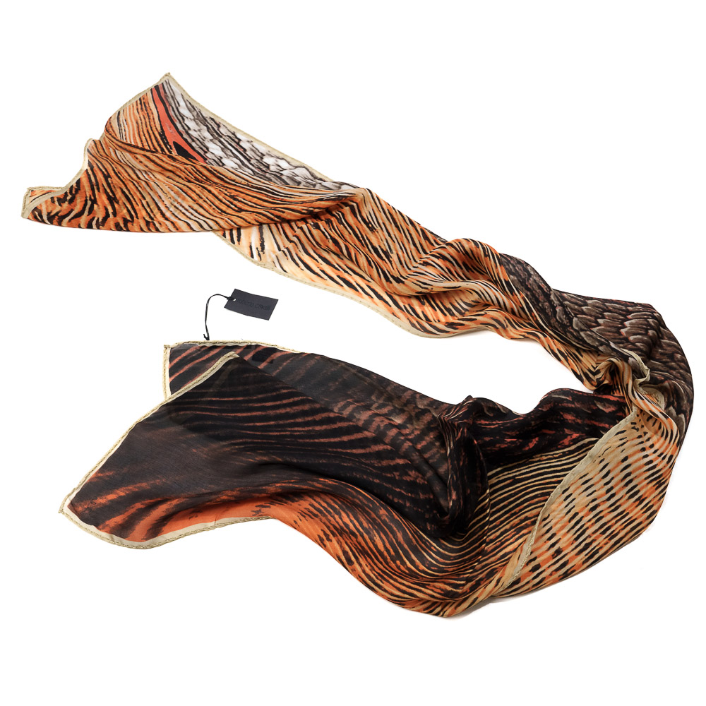 Roberto Cavalli sciarpa in seta pura animalier earth & tiger - immagine 2