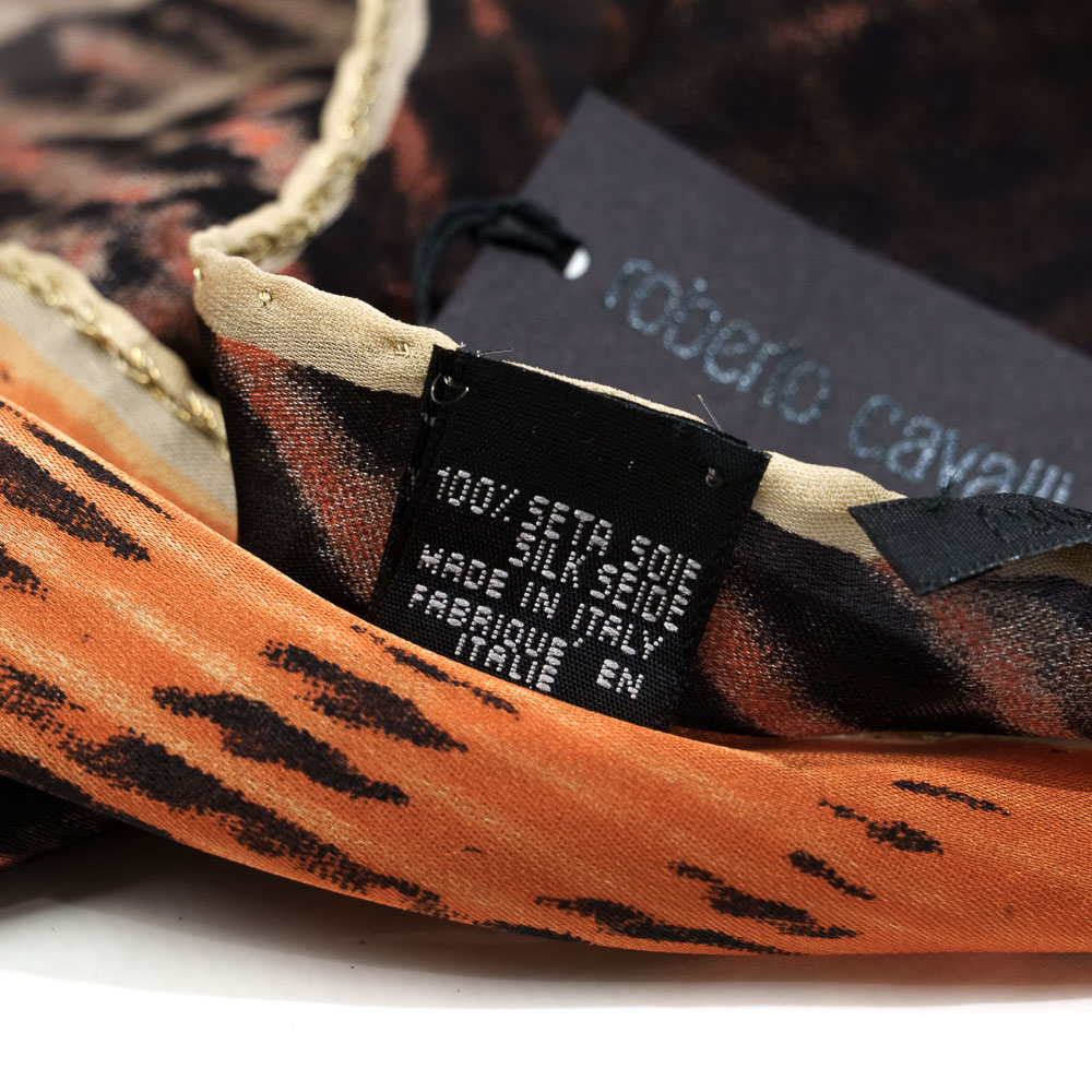 Roberto Cavalli sciarpa in seta pura animalier earth & tiger - immagine 3