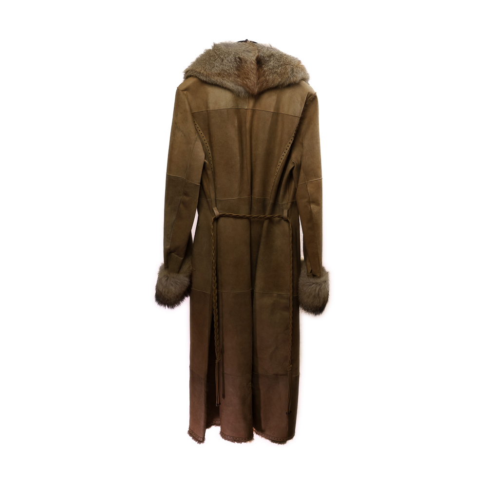 Via di Cambio cappotto lungo in vera pelle scamosciata con inserti di pelliccia di lapin e volpe - immagine 2