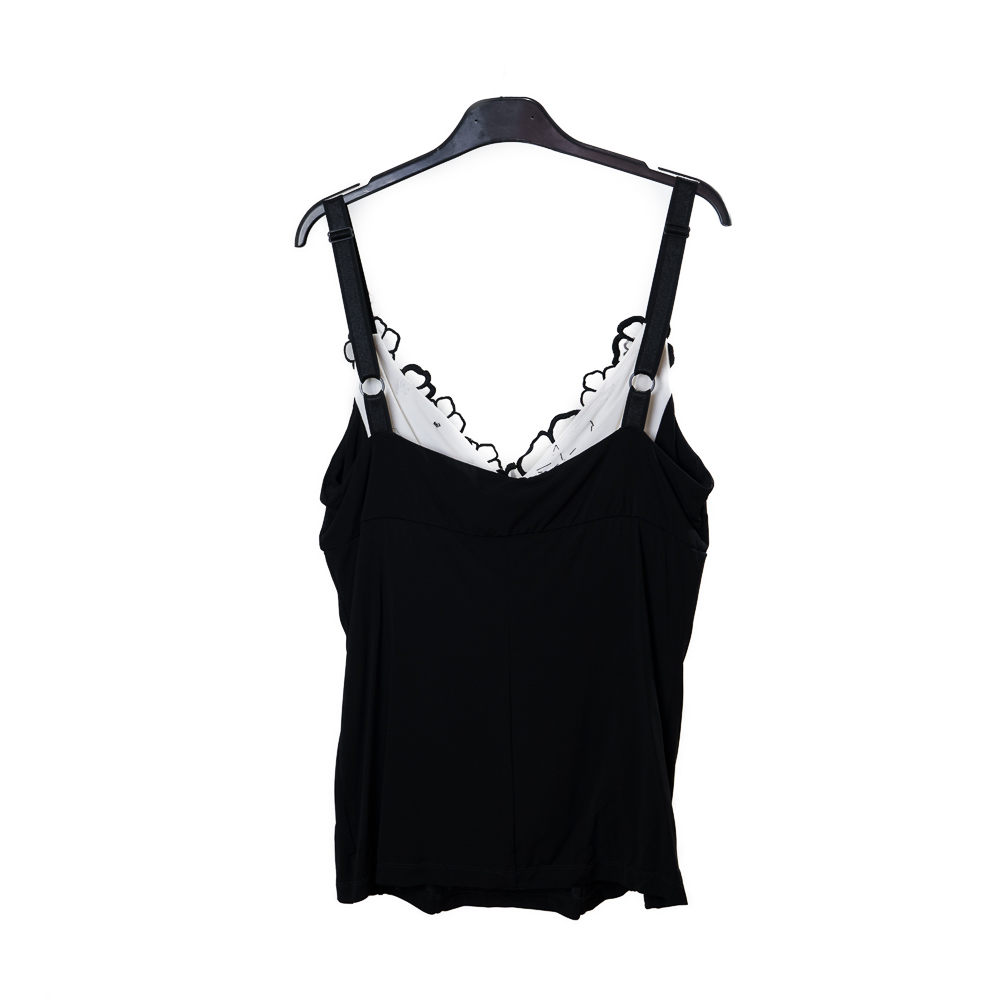 Maria Grazia Severi top bianco e nero con fiori 3D ricamati - immagine 2
