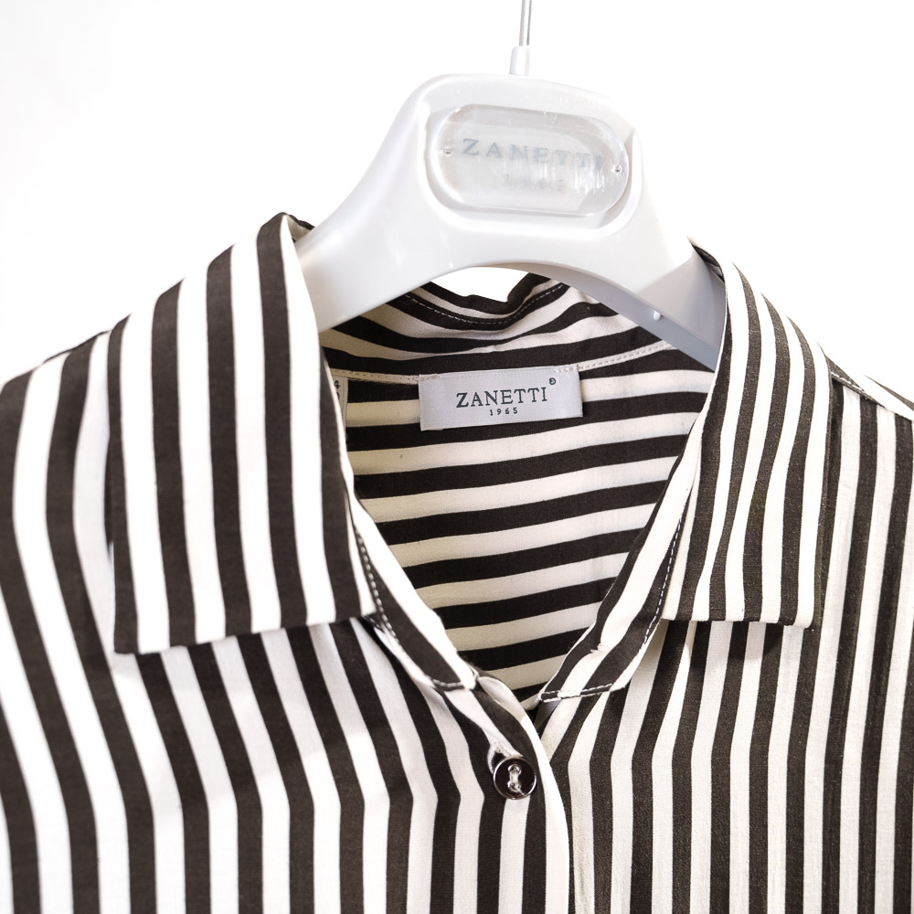 Zanetti 1965 camicia in viscosa con motivo optical bianco e nero - immagine 4