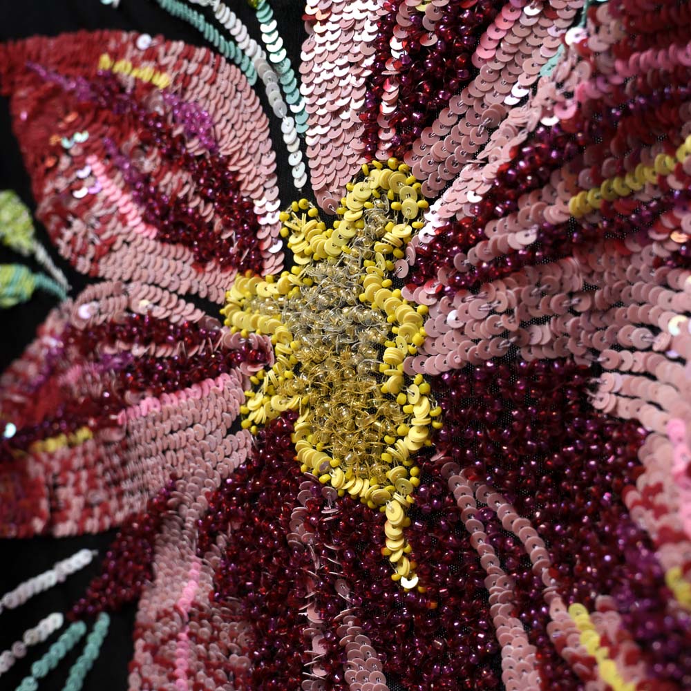 Maria Grazia Severi top gioiello con decorazione floreale in paillettes e perline - immagine 3