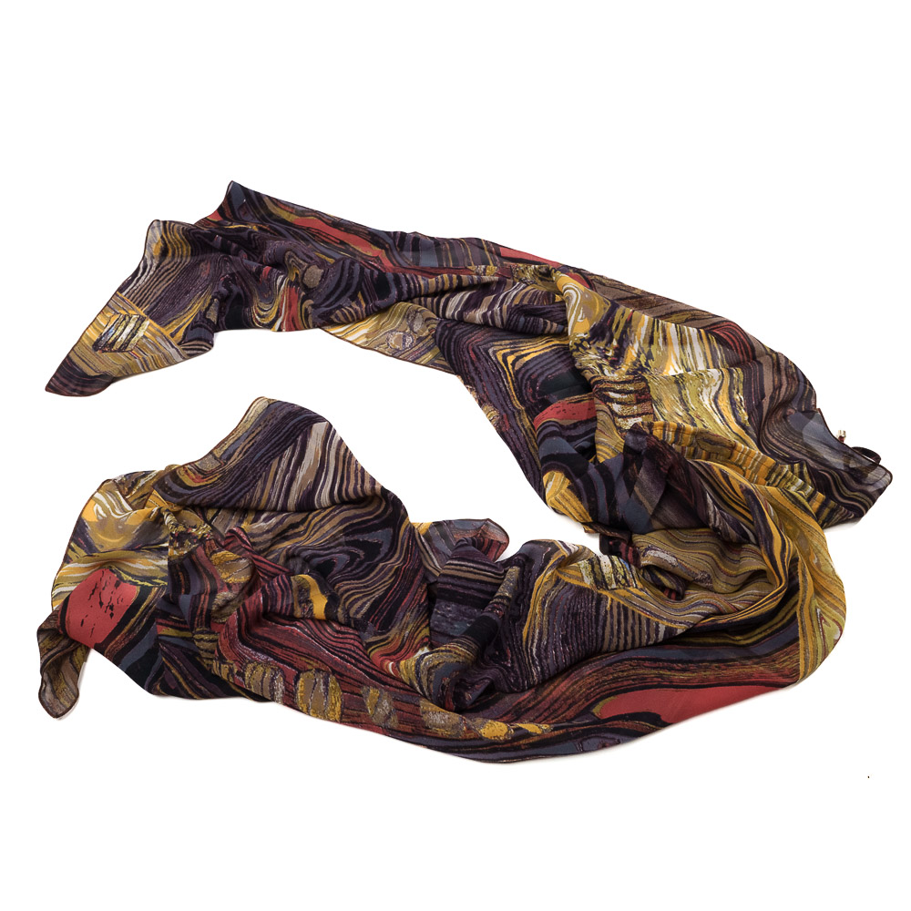 Angelo Marani sciarpa in pura seta effetto chiffon con stampa astratta - immagine 2