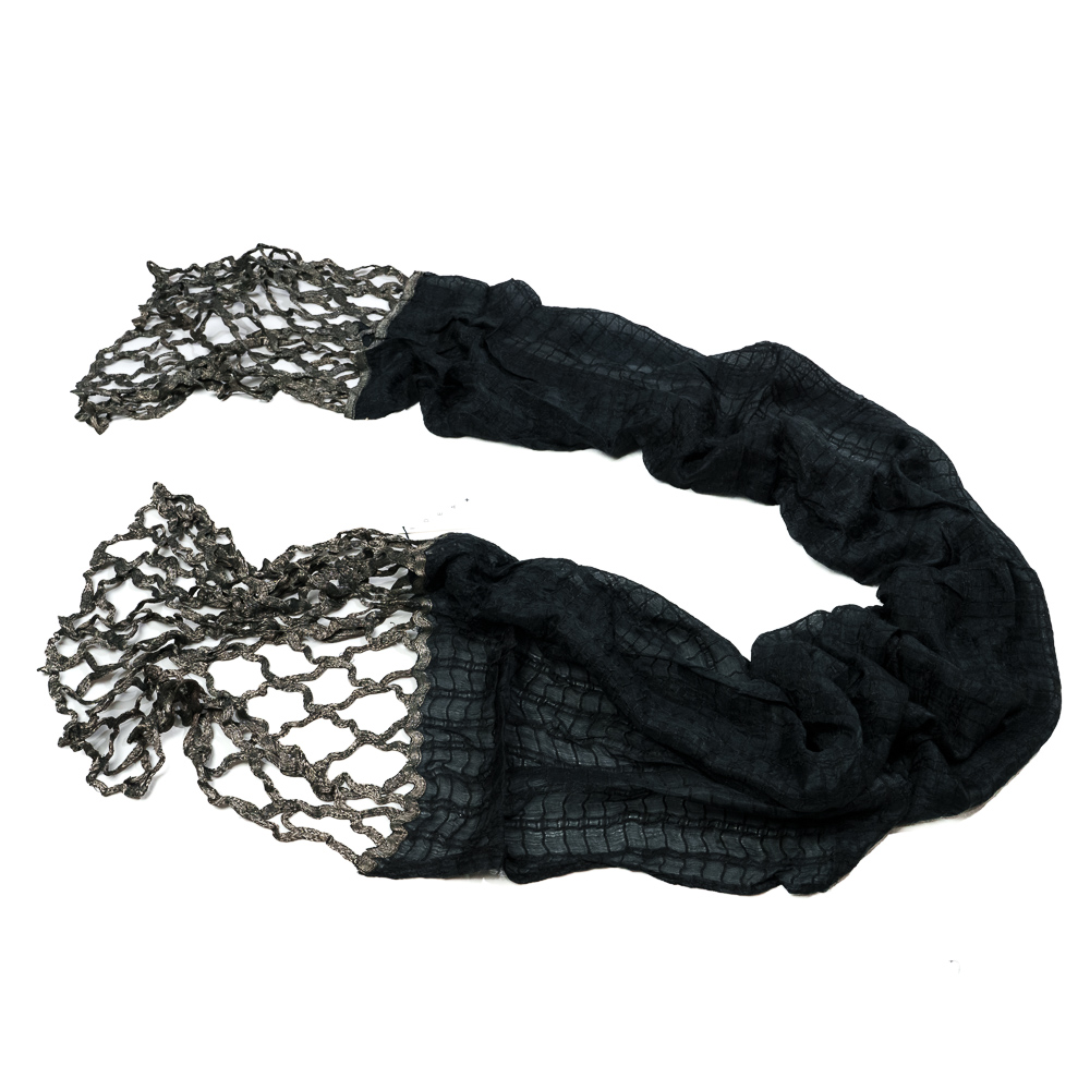 Idea + sciarpa in misto seta con maxi frange metalliche - immagine 2