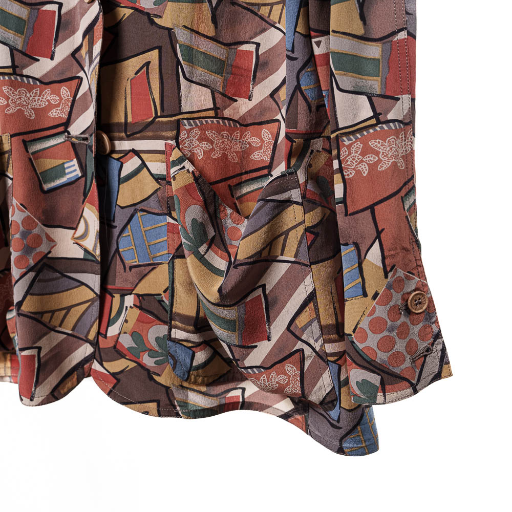 Fendi 365 blazer vintage in seta con stampa geometrica astratta - immagine 4