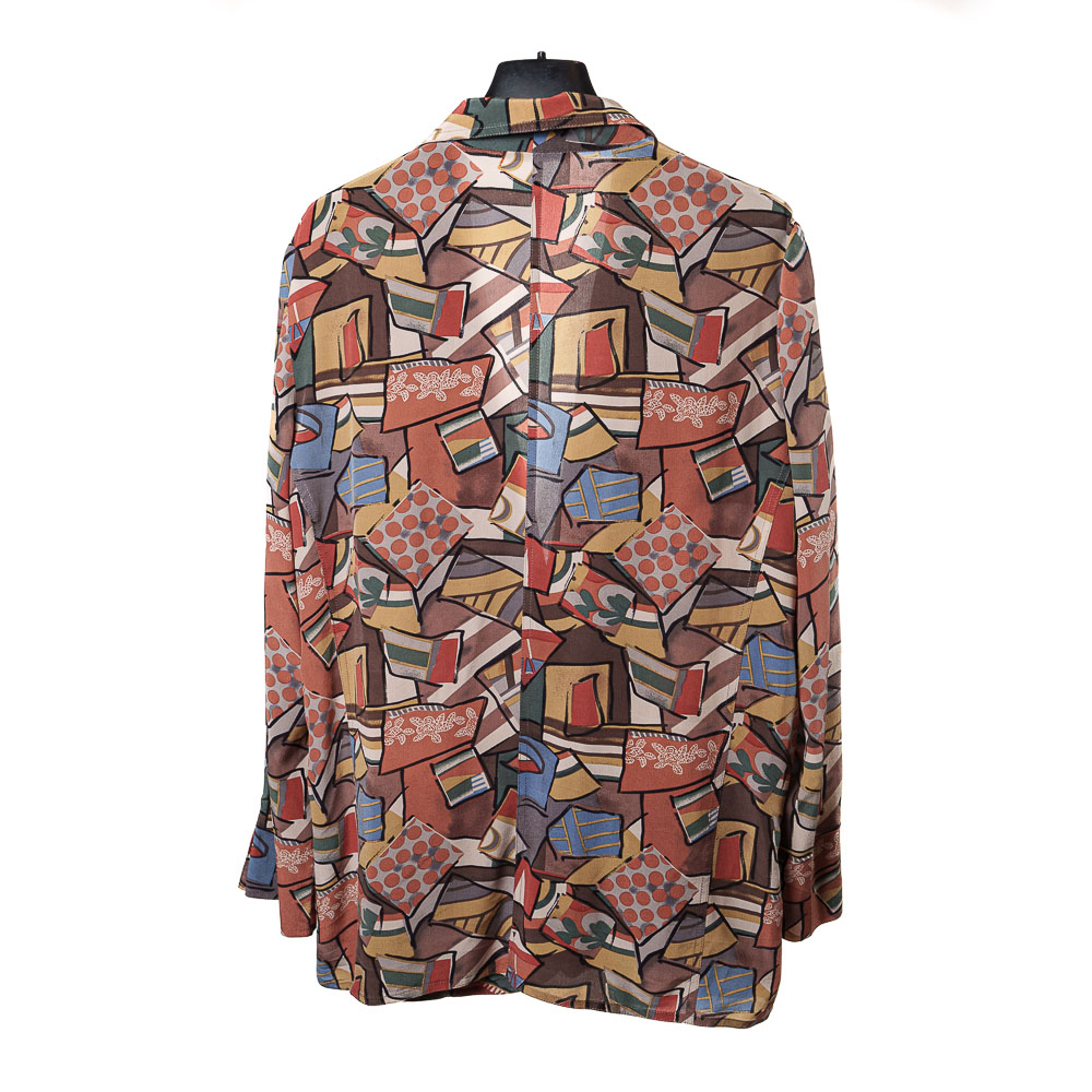 Fendi 365 blazer vintage in seta con stampa geometrica astratta - immagine 6