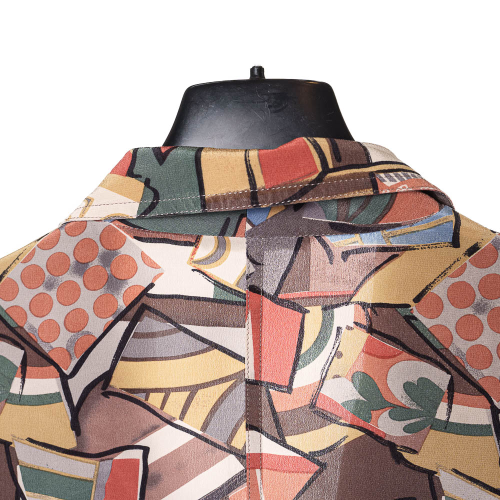 Fendi 365 blazer vintage in seta con stampa geometrica astratta - immagine 7