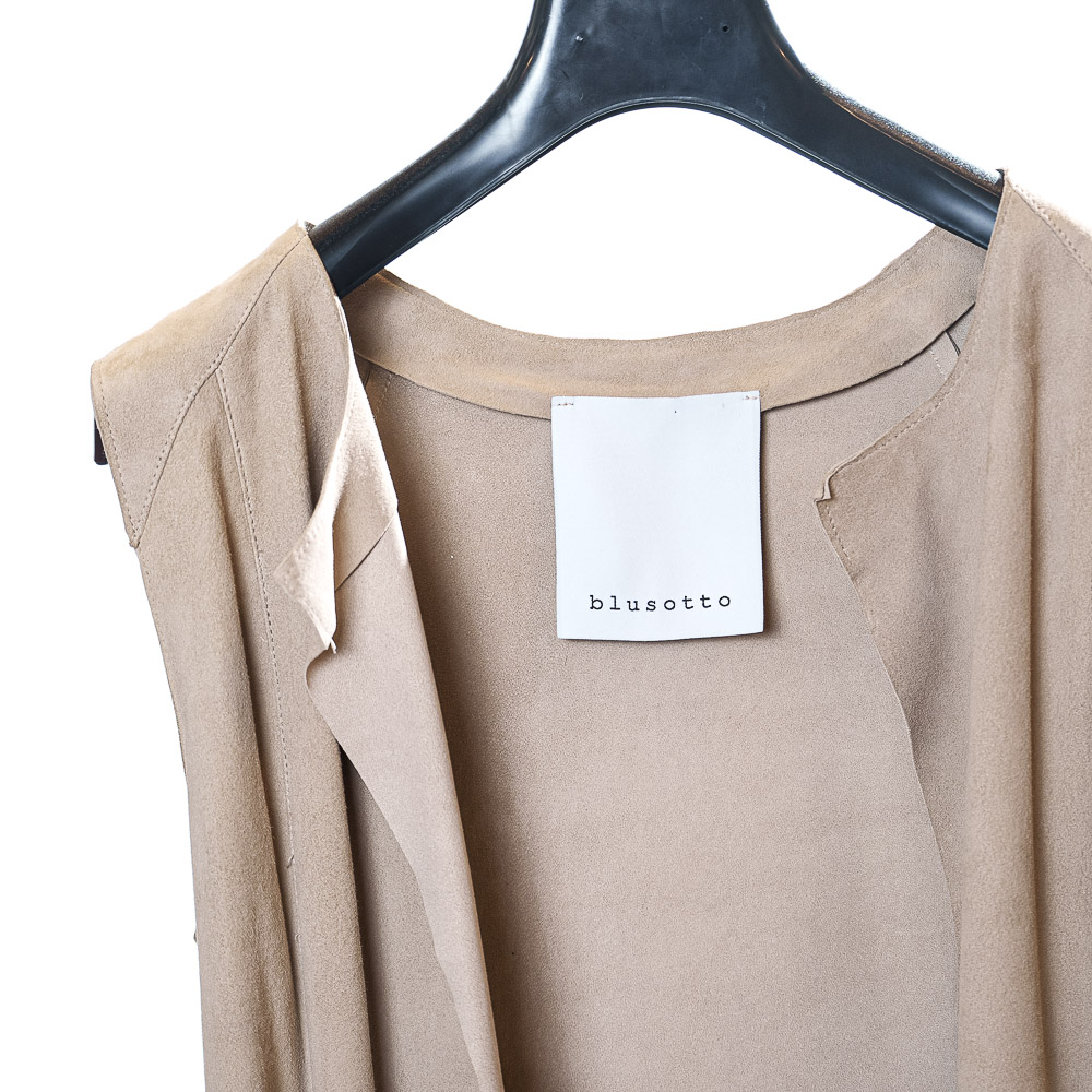 Blusotto gilet lungo in pelle scamosciata a frange - immagine 2