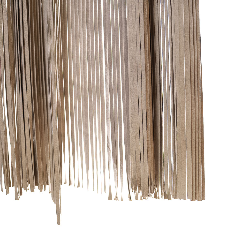 Blusotto gilet lungo in pelle scamosciata a frange - immagine 4