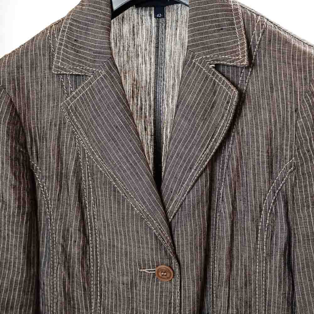 Trussardi Jeans completo in lino con microgessatura a contrasto - immagine 9